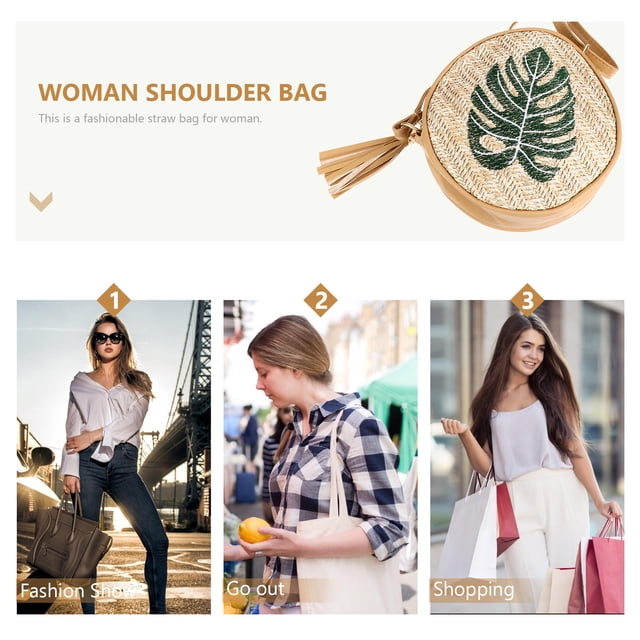 Minkissy 1Pcs Hand Woven Bag Straw Handbag Khaki Fashionable Theft Protection for Party