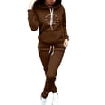 thumbnail image 3 of Gibobby Set Pants y Sudadera Mujer Sudadera con capucha informal con estampado de copa de y a la moda para mujer, traje con pantalones con cordón de cintura e(Café,M), 3 of 4