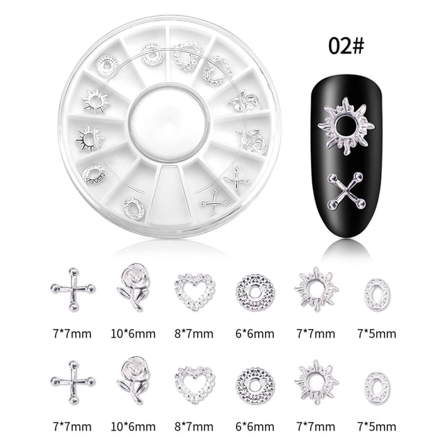 1 caja de decoración de uñas, herramientas de accesorios de bricolaje para manicura con diamantes de imitación (02 plateado)