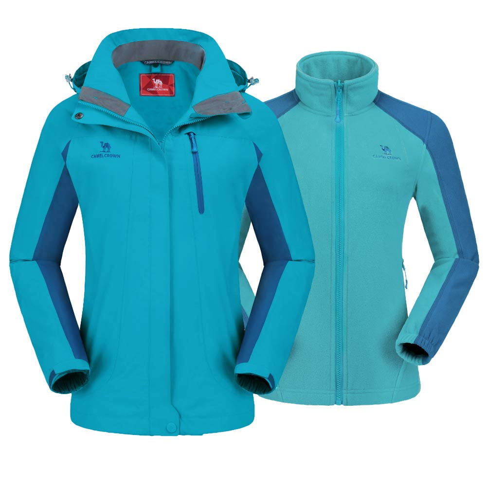 CAMEL CROWN Womens Ski Jacket Waterproof 3-in-1 Outdoor Mountain Windproof Fleece Warm Coat for Rain Snow Hiking 