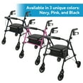 Carex Step 'N Rest Aluminum Rolling Walker For Seniors, Pink, Rollator