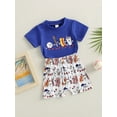 thumbnail image 3 of Wassery Toddler Boys Summer Outfit Sets 6M 12M 18M 24M 3T Infant Baby Boys Clothes Short Sleeve Letter Print Tops + Baseball Print Shorts 0-3T, 3 of 9