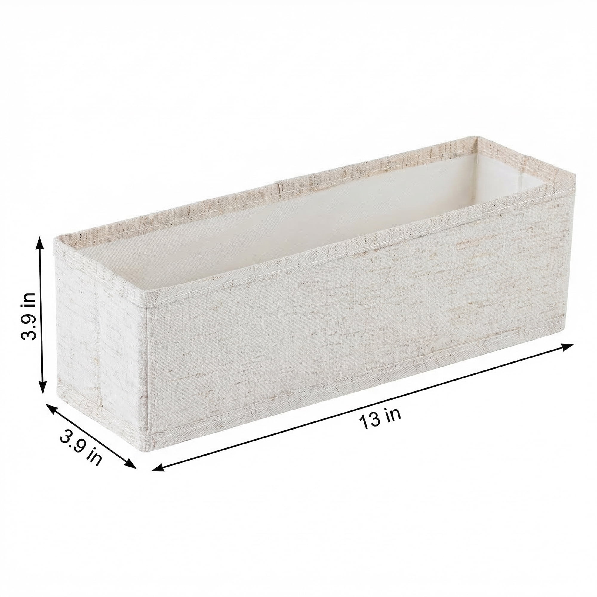 Unique Bargains 1pc Fabric Storage Bin with Handles Beige 13*3.9*3.9in