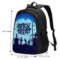 thumbnail image 5 of Pofeuu Halloween Trick Or Treat Print Storage Laptop Backpack with USB Charging Port[Water Resistant] College Computer Bookbag Fits, 5 of 7