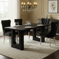 Sumdeal 5/7-piece dining and chair set includes a 64.5-inch black modern dining table and 4/6 velvet upholstered chairs, suitable for dining rooms, kitchens, and meeting rooms.