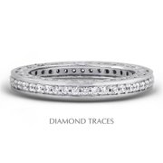 Diamond Traces UD-EWB452-5233 14K White Gold Pave Setting 0.68 Carat Total Natural Diamonds Vintage Eternity Ring