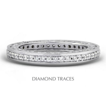 Diamond Traces UD-EWB452-5233 14K White Gold Pave Setting 0.68 Carat Total Natural Diamonds Vintage Eternity Ring