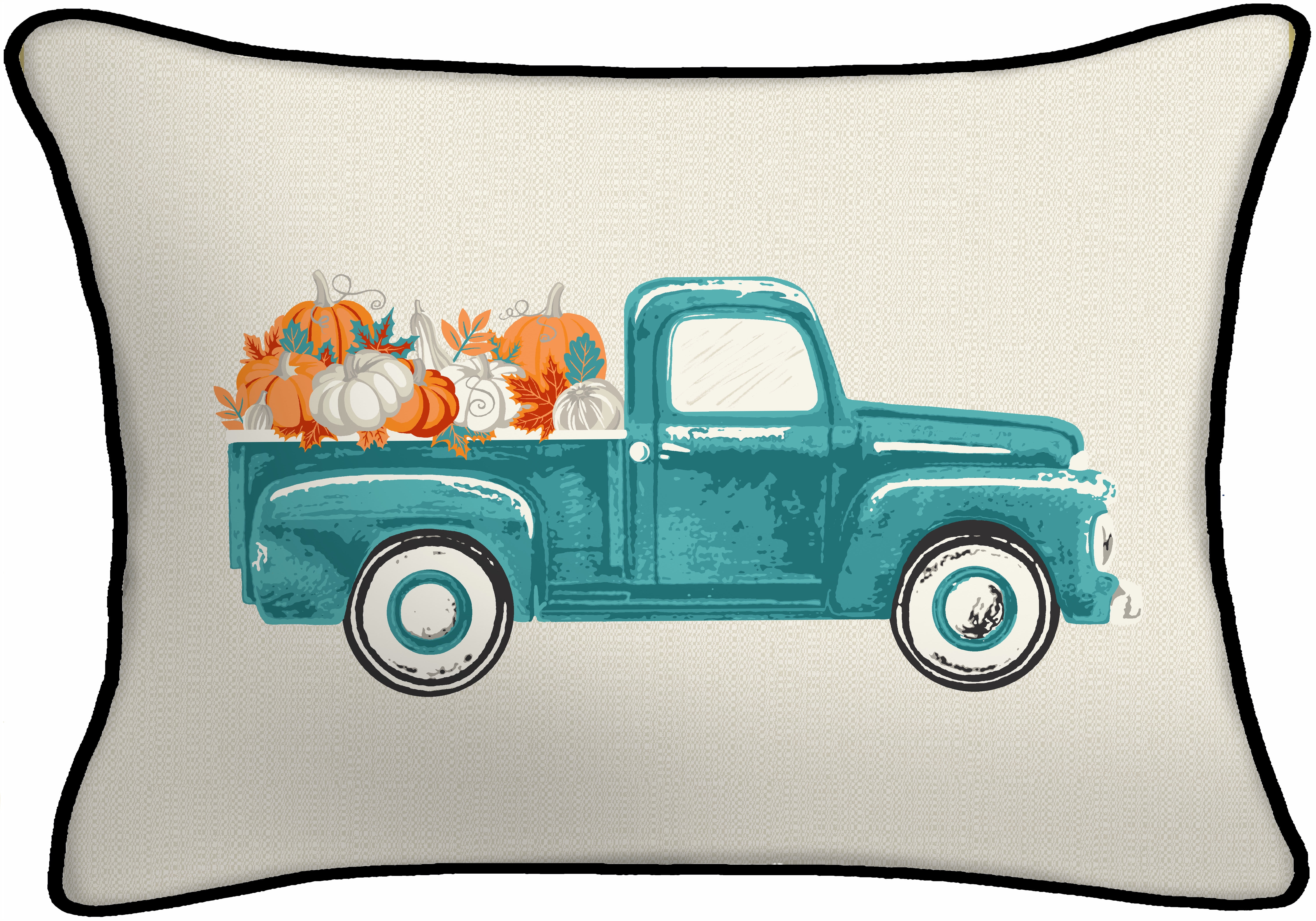 Mainstays Fall Blue Truck Outdoor Toss Pillow Set of 2, 12" L x 16" W