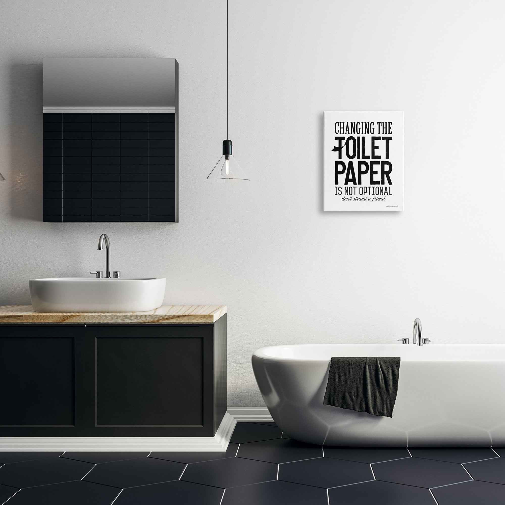 Stupell Changing Toilet Paper Not Optional Phrase Inspirational Painting Gallery Wrapped Canvas Print Wall Art