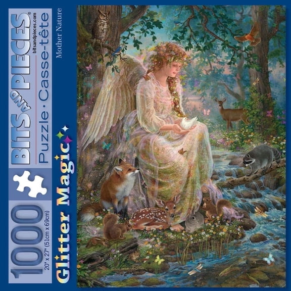 Bits & Pieces 1000‑Pc Glitter “Mother Nature” Forest Fantasy Puzzle, 20×27 in