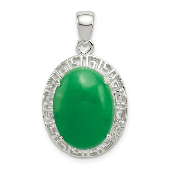 925 Sterling Silver Jade Greek Key Necklace Charm Pendant Natural Shell Stone