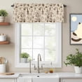 thumbnail image 2 of Coffee Valance Curtain Vintage Coffee Beans Brewing Equipment Linen Texture Window Valances Rod Pocket Short Curtains Window Treatments for Kitchen Bedroom Bathroom Laundry 60" x 14", 2 of 9