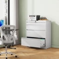 thumbnail image 2 of Metal Lateral File Cabinet with Lock, 3 Drawer Filing Cabinet with Business Card Holder, Suitable for Home Office School Hanging Files Letter/Legal/F4/A4 Size, White, 2 of 7
