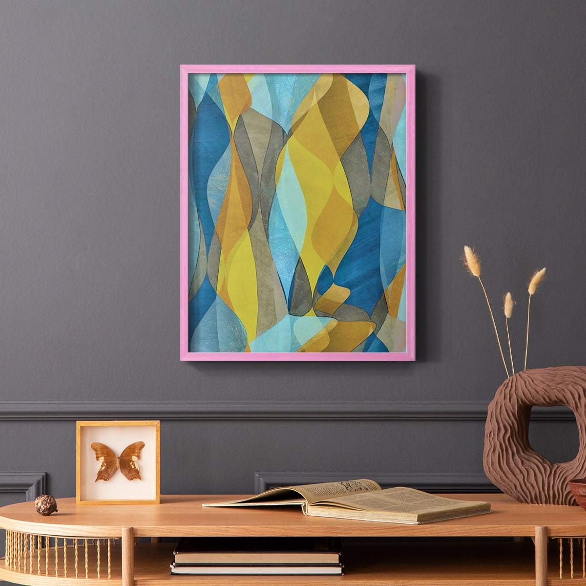 Colorful Cascade II Framed Print in Pink Solid Wood Framed Print No Nail Hanging
