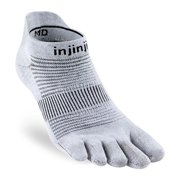 Injinji Unisex Run Original Weight No‑Show Comfortable Socks, Gray, Medium