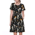 thumbnail image 1 of Easygdp Dancing Skeleton Party para Vestido Transpirable de Mujer, Vestido Suelto de Manga Corta con Pliegues y Bolsillos para el Verano, 1 of 6