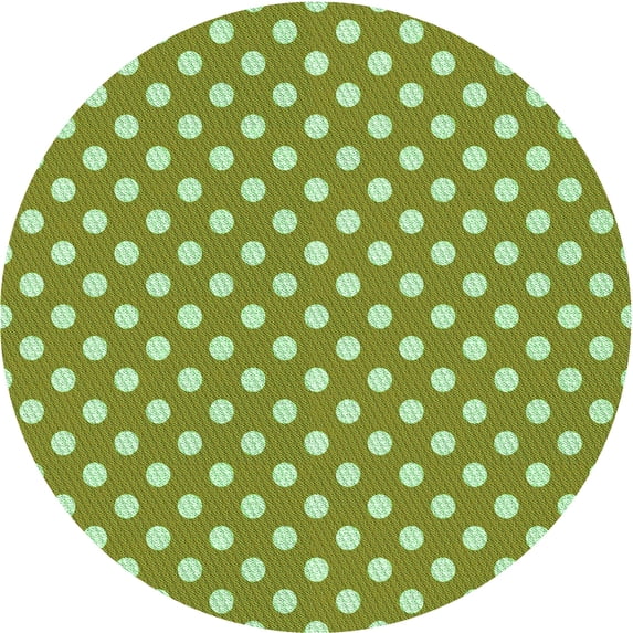 Ahgly Company Indoor Round Patterned YellowGreen Area Rugs, 7' Round