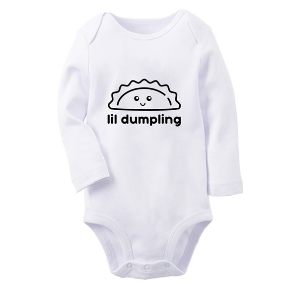 Little Dumpling Wonton Dimsum Bao Funny Rompers, Newborn Baby Unisex Bodysuits, Infant Jumpsuits, Toddler 0-12 Months Kids Long Sleeves Oufits (White, 6-12 Months)