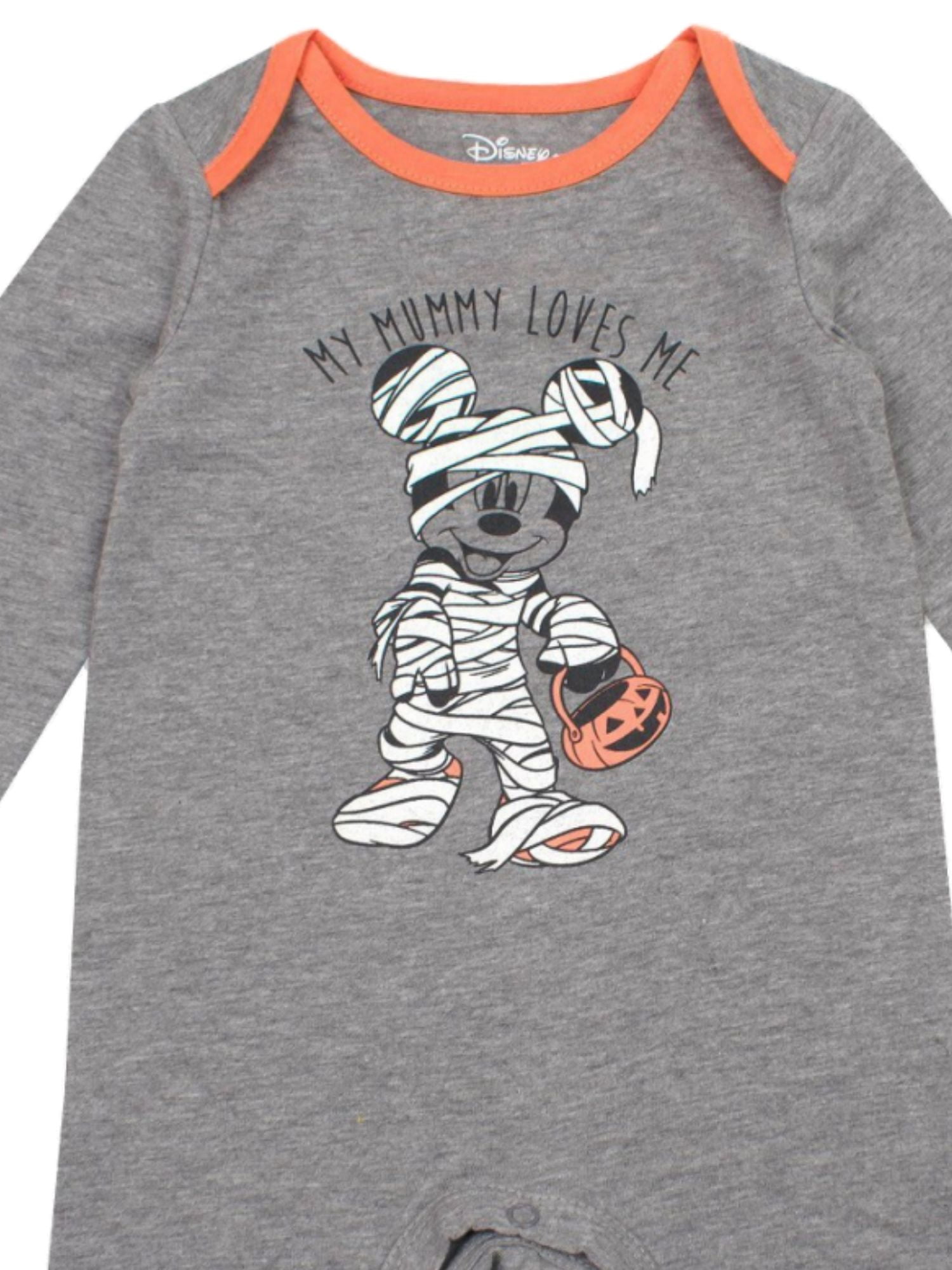 Infant Boys Gray Disney Mummy Mickey Mouse Romper Halloween Coveralls NB