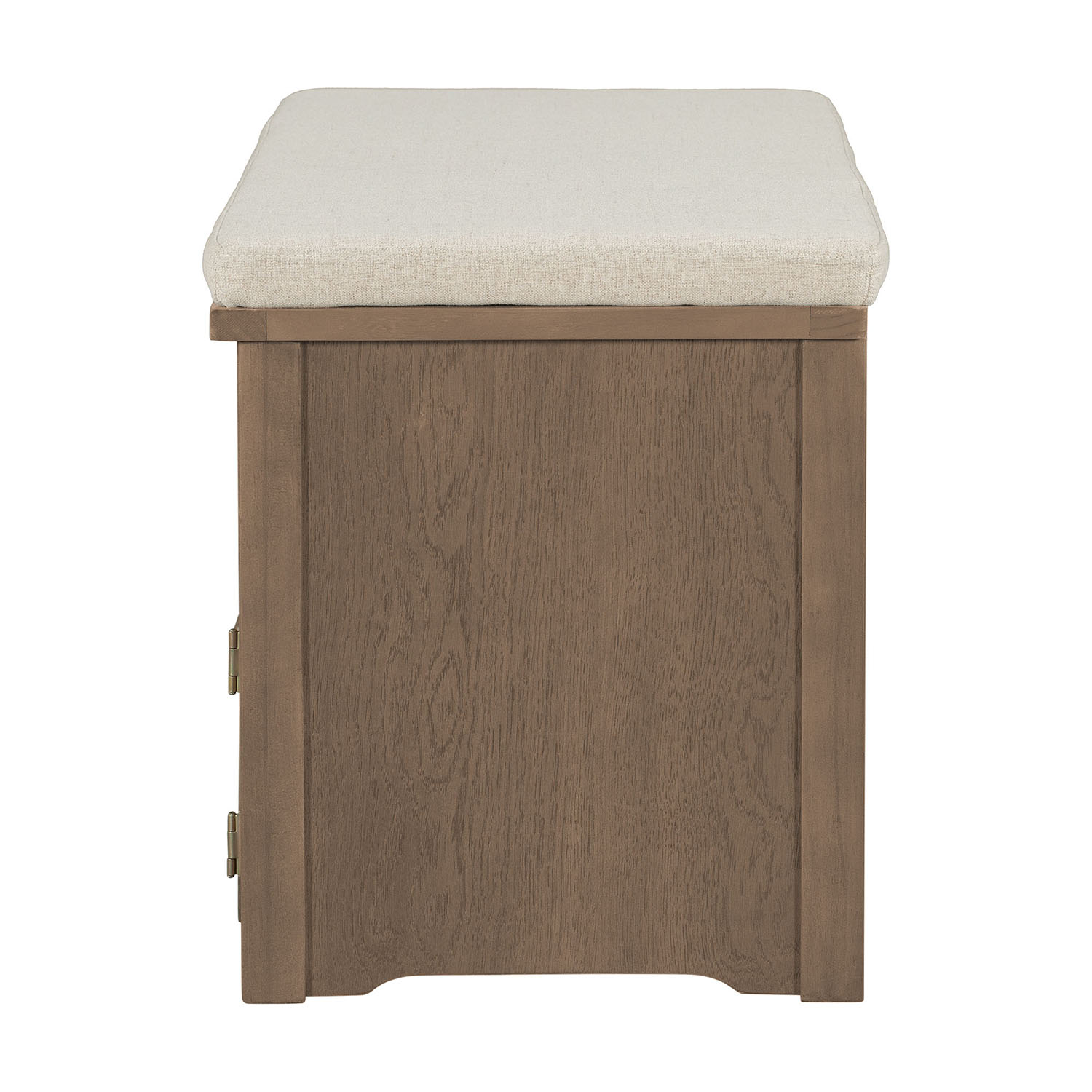 Kadyn Rustic Style Two-Door Storage Bench, Shoe Entryway Bench with Linen Upholstered Top Cushion, Pine Organizer Footrest Bench Ottoman for Entryway, Brown Kadyn Rustic Style Two-Door Storage Bench, Shoe Entryway Bench with Linen Upholstered Top Cushion, Pine Organizer Footrest Bench Ottoman for Entryway, Brown