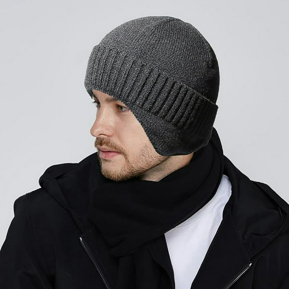 Men Women Winter Knitted Hat Warm Fleece Earflaps Windproof Outdoor Sport Cycling Beanie Hat
