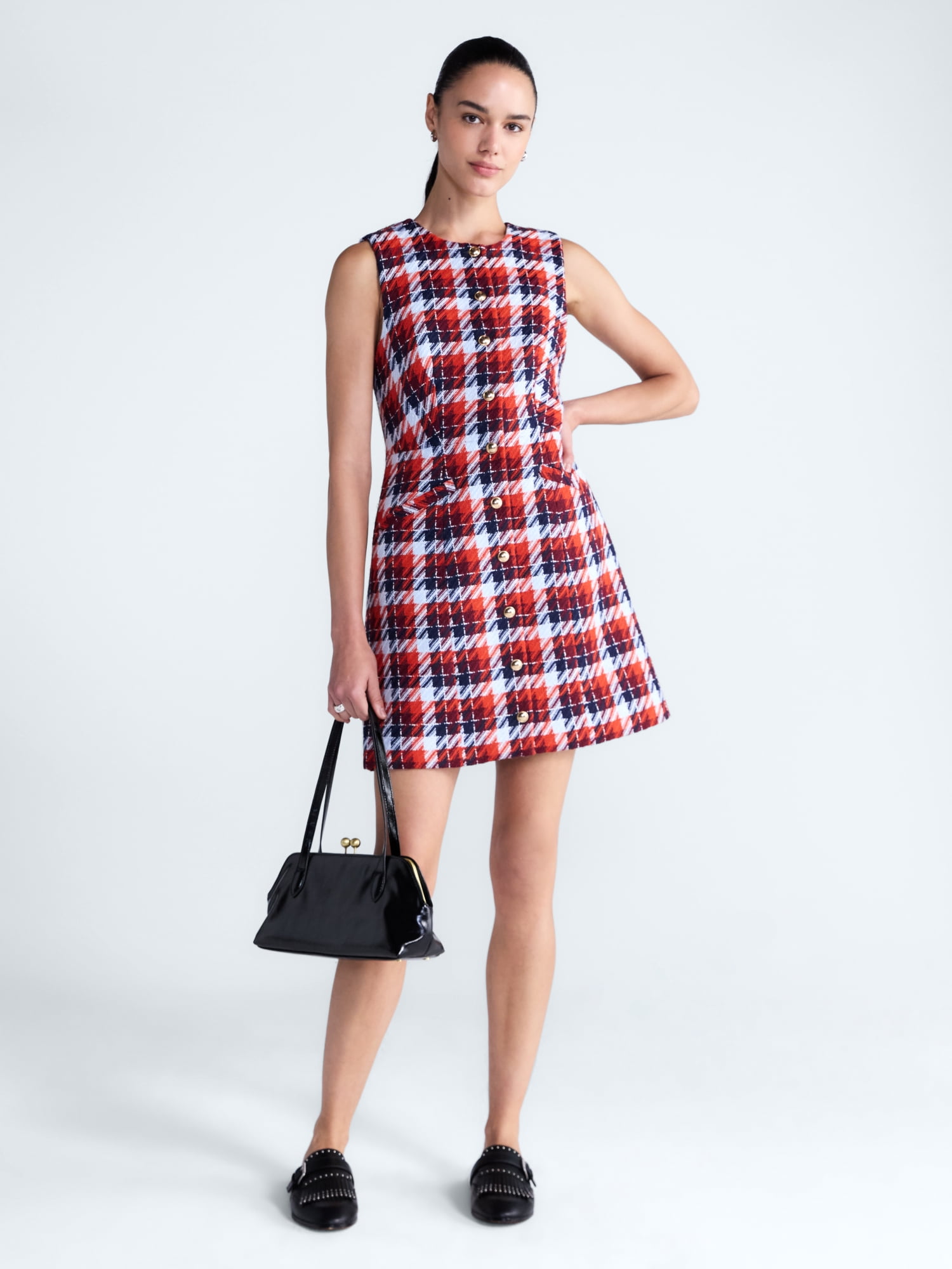 Free Assembly Women's and Women's Plus Sleeveless Tweed Mini Dress, Sizes 0-28