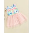 thumbnail image 3 of Kiapeise Toddler Kids Girl Easter Dress Sleeveless Rabbit Print Mesh Tulle Tutu Dress One Piece Striped Bow Bunny Dress, 3 of 9
