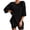 Black, variant on Black 2 Sets Ribbed Knit Pajamas Matching Outfits T Shirt Biker Shorts Sleepwear Sweatsuits