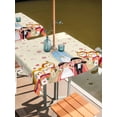 thumbnail image 2 of Outdoor Tablecloths with Umbrella Hole & Zipper, Japanese Wedding 60x60 Inch Square Tablecloths, Cute Owls Cherry Blossoms Beige Waterproof Table Cloth, Patio/Pool/Picnic Table Covers, 2 of 8