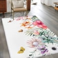 thumbnail image 2 of 3'x5' Rug for Living Room Bedroom, Summer Tropical Washable Area Rugs Non-Slip Carpet Mats, Watercolor Palm Leaves Butterfly Flower Indoor Low Pile Area Rug Runner for Kitchen, Mudroom, 2 of 8