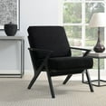 thumbnail image 2 of Wood Frame Accent Chair in Black with Sherpa-Like Fabric, 2 of 6