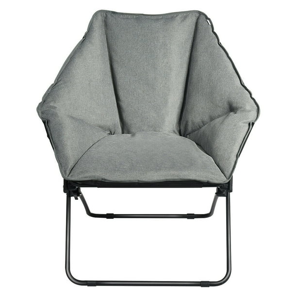 Gymax Folding Saucer Padded Chair Soft Wide Seat w Metal Frame