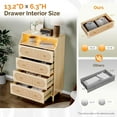 thumbnail image 5 of LYYHTY 4-Drawer Rattan Dresser, Bohemian Style Chest of Drawers with 16-Color LED Lights, Natural Oak Wood Storage Cabinet for Bedroom​, 5 of 9