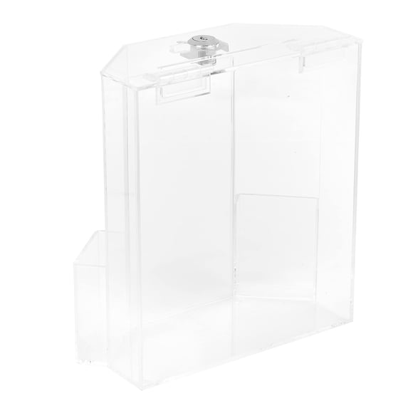 Donation Collection Office Suggestion Acrylic Ballot Box 9 x 8 inch with Display area of 8 x 3.75 inch comes with 2 business card size pockets and lock with set of keys (clear)