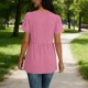 thumbnail image 4 of Camiseta de Encaje de Manga Corta de Cuello Alto para las Mujeres Muñeca de Manga Corta Botón para las Mujeres, Cintura Cinching V-Cuello de Verano Top, 4 of 9