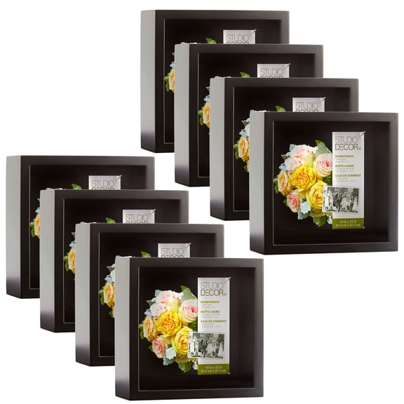 10" x 10" Black Deep Shadow Box by Studio Decor - Memory Box Display Case for Keepsakes - Mementos - and Memorabilia - Bulk 8 Pack