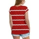 thumbnail image 3 of Eres Más Que una Camisa de Puntuación de Prueba Sexy de Manga Corta Lentejuelas Suelta Camisa de Blusa con Cuello en V, Poliéster, 3 of 8