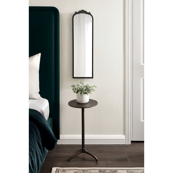 Kate and Laurel Arendahl Traditional Ornate Slim Panel Wall Mirror, 9 x 32, Black, Vintage Tall Mirror for Use as Versatile Entryway or Bedroom Wall Decor