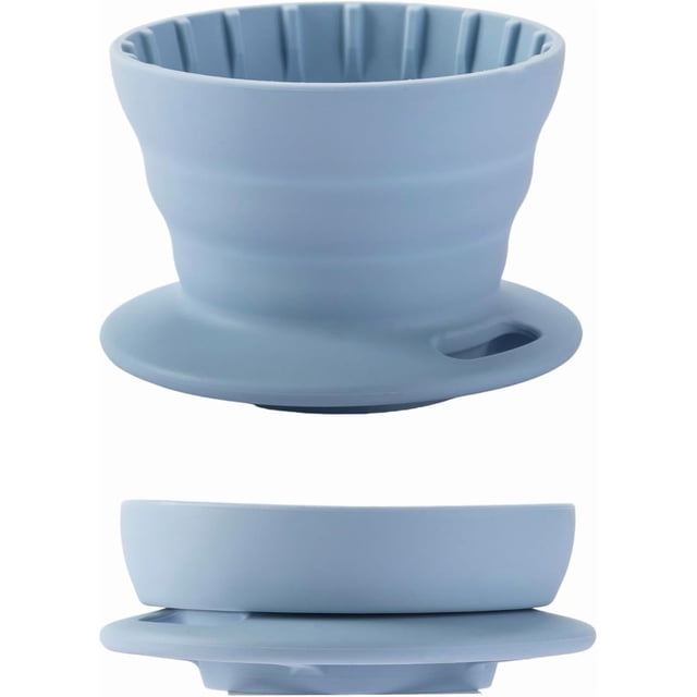 vandroop Collapsible Coffee Dripper, Silicone Portable Pour Over Coffee Maker, Reusable Single Cup Maker(1-2 Cup) (Blue)