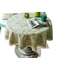 thumbnail image 4 of Tablecloth Round Green [Lace Edge] Garden Tablecloth Made of Pure Cotton and Linen Household Table and Tablecloth in European Style, 4 of 7