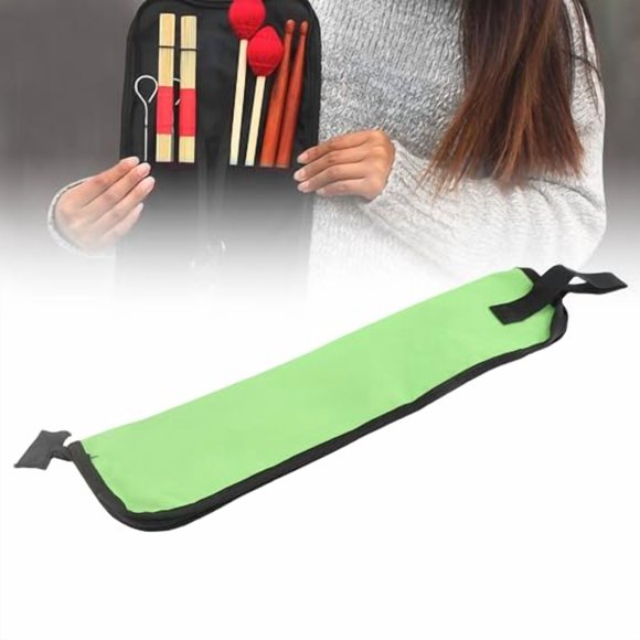 Zetiling Drum Stick Bag, Drumstick Holder, Oxford Cloth Fabric, Breathable Portable Handbag with Handle, Drum Accessories (Green)