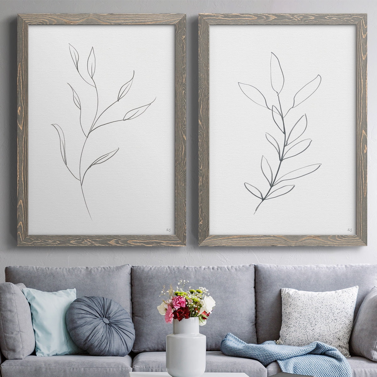 Botanical Gesture I - Premium Framed Canvas 2 Piece Set - Ready to Hang