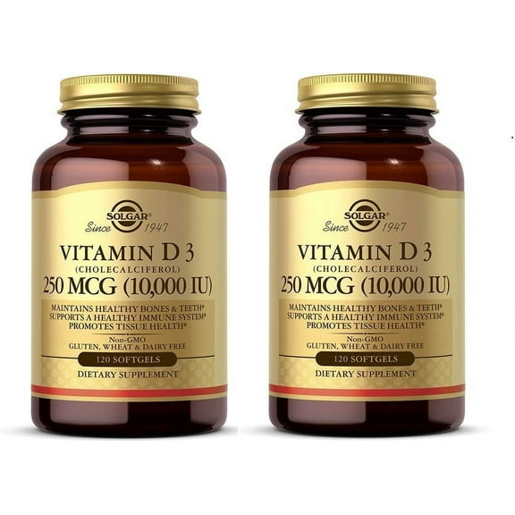 Solgar Vitamin D3 Cholecalciferol 10000 IU, 120 Softgels-2 Pack