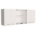 thumbnail image 2 of TUHOME  Superior 150 Wall Cabinet with Glass Doors, 2 Double Cabinets, 4 Inner Shelves, Dish Rack and Cup Rack - N/A Black, 2 of 5