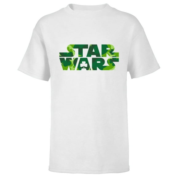 Star Wars Logo Green Shamrocks St. Patrick’s Day - Short Sleeve T-Shirt for Kids - Customized-White