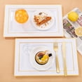 thumbnail image 3 of 6 Pack Plastic Serving Trays, Gold Rim Disposable Serving Trays, Gold Disposable Serving Platter for Food Party Serving Platters and Plastic Trays 13.97x8.46 inches, 3 of 9