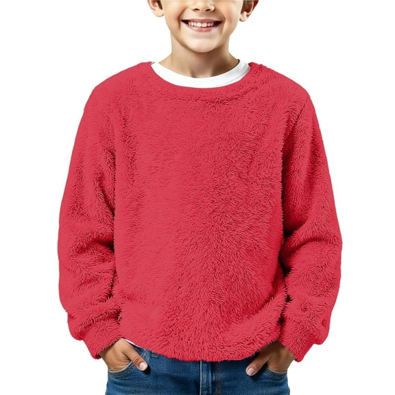 Ruyang Fleece Sweatshirts for Teen Girls Fall Winter Thermal Shirts Long Sleeve Crewneck Oversized Soft Pullover Top