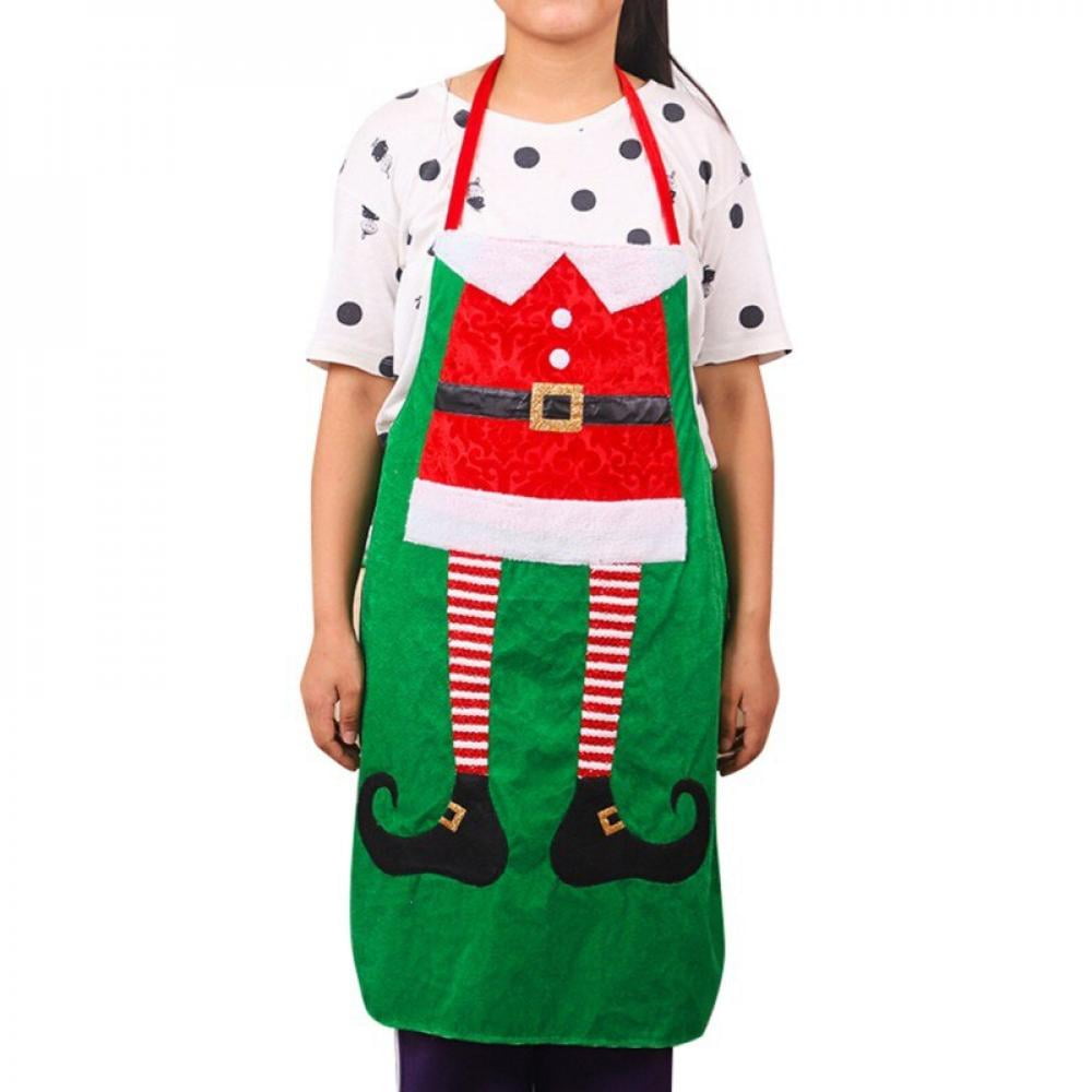 Red Christmas Aprons Home Kitchen Cooking Wear Bib Unisex Xmas Party Santa Gift 