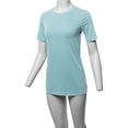 thumbnail image 5 of A2Y Women's Basic Solid Premium Cotton Short Sleeve Crew Neck T Shirt Tee Tops Ash Blue 2XL, 5 of 6
