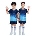 thumbnail image 3 of Gyexs Boys Summer Outfits Size 6-8 Kid Athletic Short Set Casual Crewneck T-Shirt Gym Shorts 2 Piece Outfits Sport Basketball Clothes(Sportswear, Blue, 18-24 Months), 3 of 5